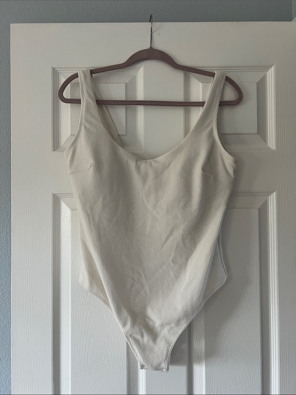 Women’s Cream Ribbed One-Piece Swimsuit